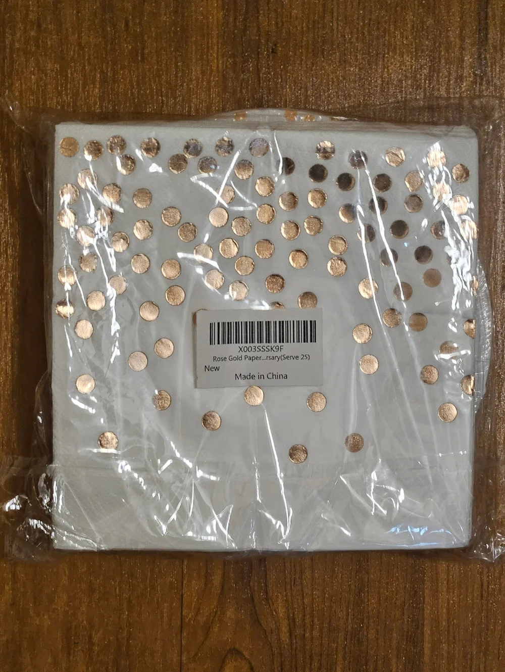 White Party Plates & Napkins with Rose Gold Polka Dots For Any Occasion